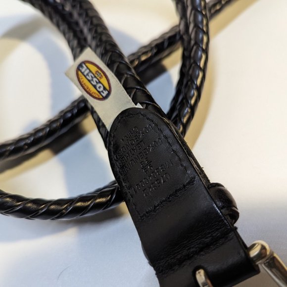 Fossil Maddox Black Braided Belt Approx. 45" - Picture 4 of 4
